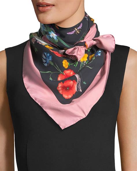 gucci floral print silk scarf